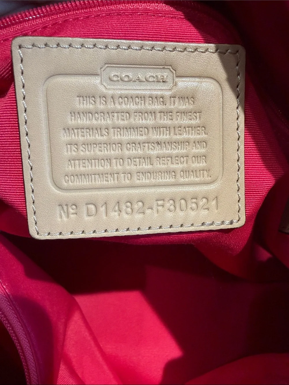 Sold Coach Brown Signature Tote with Pink Stripe